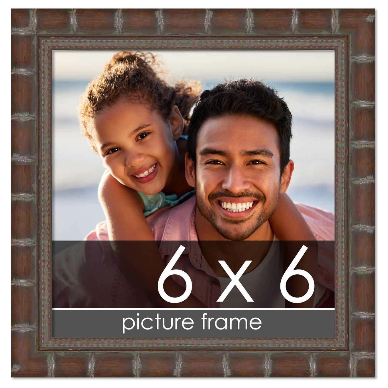 6x6 Modern Bamboo Picture Frame with UV-Resistant Acrylic & Acid Free Backing, Available in 5 Finishes - Gold, Silver, Brown, Black, and Natural